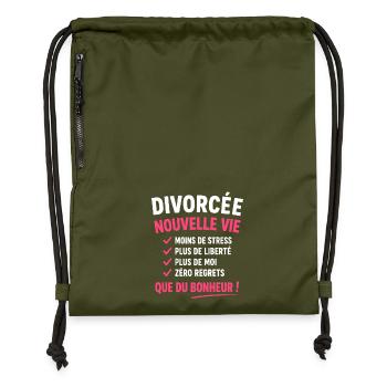 Divorcée Nouvelle Vie Liberté Joie - Sac à cordon en polyester recyclé - military green - Devant