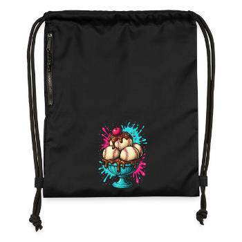 Plaisir Sundae de baseball - Sac à cordon en polyester recyclé - noir - Devant