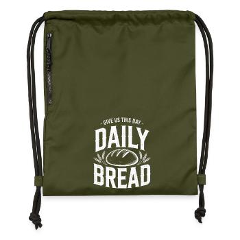 Daily Bread Bold Typography Logo - Gymsac made from recycled material - military green - Front