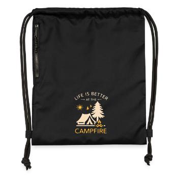 Life Is Better At The Campfire – Funny Camping  - Gymsac made from recycled material - military green - Front
