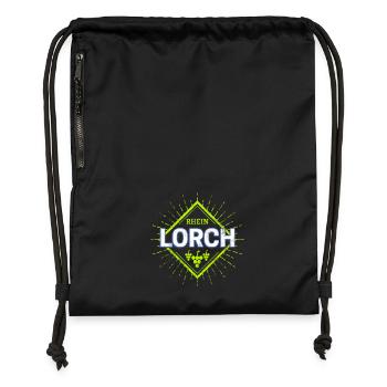 Lorch am Rhein in Deutschland mit Vintage Reben - Turnbeutel aus Recycling-Material - Schwarz - Vorne