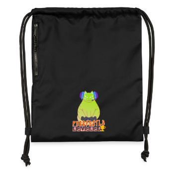 Purrfectly Leveled Gaming Cat - Gymsac made from recycled material - black - Front
