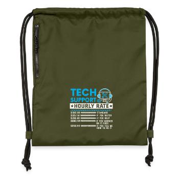 Tech Support Hourly Rate Meme Gift Sarcasm - Gymsac made from recycled material - military green - Front