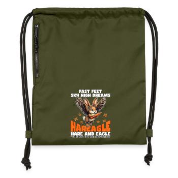 PIEDS RAPIDES RÊVES DE HAUT VOL - LIÈVRE ET AIGLE - Sac à cordon en polyester recyclé - military green - Devant