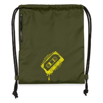 Dripping Cassette Tape - Gymsac made from recycled material - military green - Front
