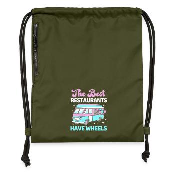 Snack Food Truck - Gymsac made from recycled material - military green - Front