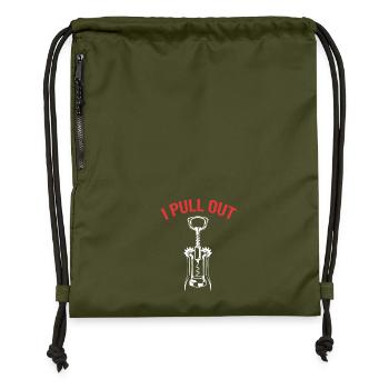 Wine, sommelier, foodie - Gymsac made from recycled material - military green - Front