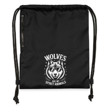 Wolf Saying, Wolves Sayings, Funny Wolf Gift - Gymsac made from recycled material - black - Front