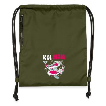 Koi Koi Koi Koi Koi Koi Poisson Koi Carpe Koi - Sac à cordon en polyester recyclé - military green - Devant