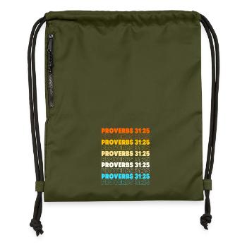 Proverbe biblique Jésus-Christ Verset biblique Chapitre 32 - Sac à cordon en polyester recyclé - military green - Devant