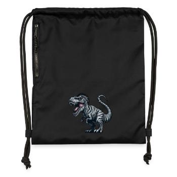 Dino Trex Zebra Fusion Fantasiewesen skurril - Turnbeutel aus Recycling-Material - Schwarz - Vorne