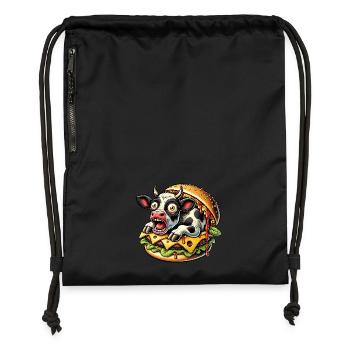 Whimsical Halloween Burger Horror Flesh Ironic - Gymsac made from recycled material - black - Front