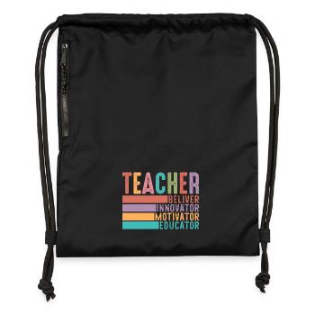 Enseignant - Sac à cordon en polyester recyclé - noir - Devant