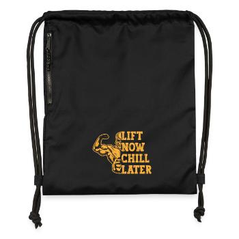 Fitness Motivation Bodybuilder Lift Now Chill Late - Gymsac made from recycled material - black - Front
