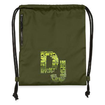 DJ - musique est ma vie - Sac à cordon en polyester recyclé - military green - Devant