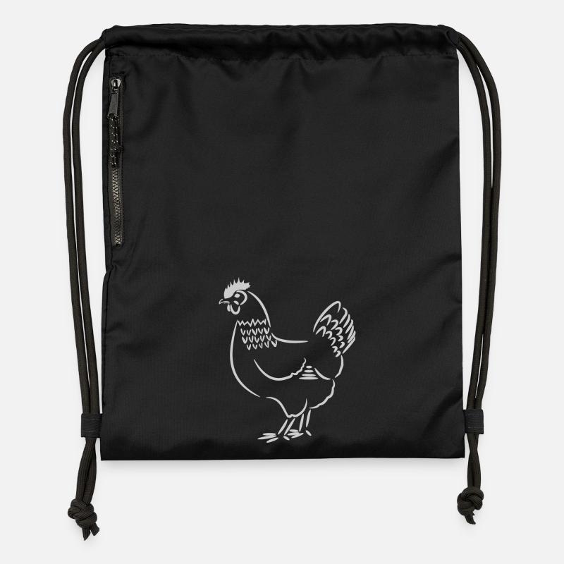 Chicken / hen - Gymsac made from recycled material - black