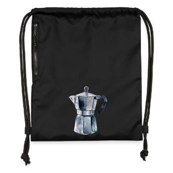 Espresso Kanne - Turnbeutel aus Recycling-Material - Schwarz - Vorne