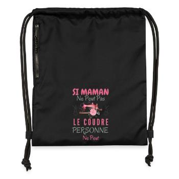 Humour Maman couturière - Sac à cordon en polyester recyclé - noir - Devant
