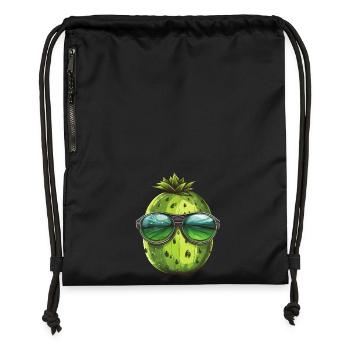 Coole Wassermelone - Design mit Sonnenbrille - Turnbeutel aus Recycling-Material - Schwarz - Vorne