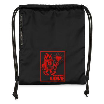 Burning Love- Design Rétro Romantique - Sac à cordon en polyester recyclé - noir - Devant