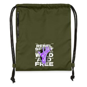 Rebel Spirit - Wild and Free - Gymsac made from recycled material - military green - Front