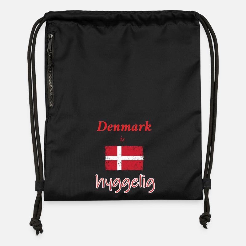 Hygelige Danemark Drapeau Illustration - Sac à cordon en polyester recyclé - noir