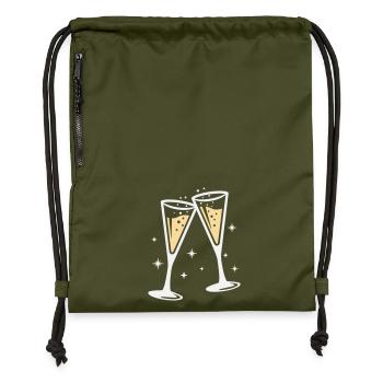 Sektglas Prosecco Sekt Alkohol Prost - Sac à cordon en polyester recyclé - military green - Devant
