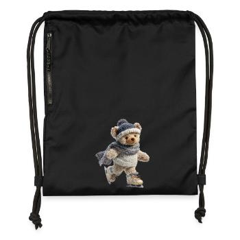 Schlittschuhteddy auf Eis mit Schal und Mütze - Gymsac made from recycled material - black - Front