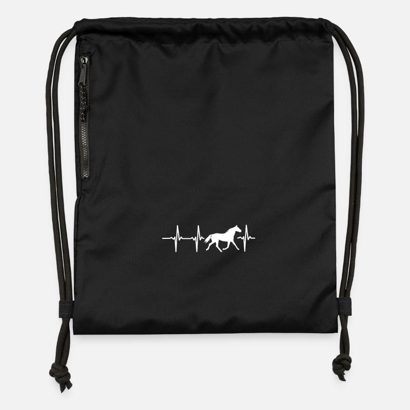 Mon coeur bat pour les chevaux - Sac à cordon en polyester recyclé - noir