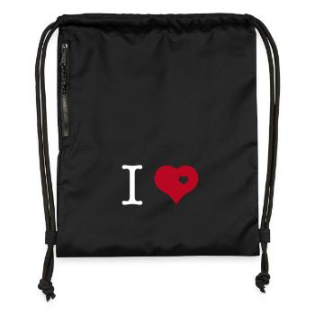 i love - Sac à cordon en polyester recyclé - noir - Devant