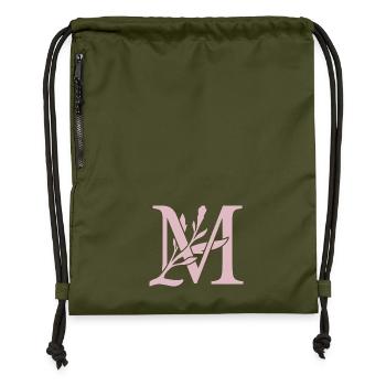 Monogramme floral LM - Sac à cordon en polyester recyclé - military green - Devant