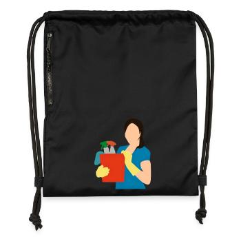 cleaning cleaning cleaning woman broom wischmop38 - Gymsac made from recycled material - black - Front