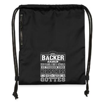 Bäcker Backstube Bäckerei Backhaus backen Geschenk - Turnbeutel aus Recycling-Material - Schwarz - Vorne