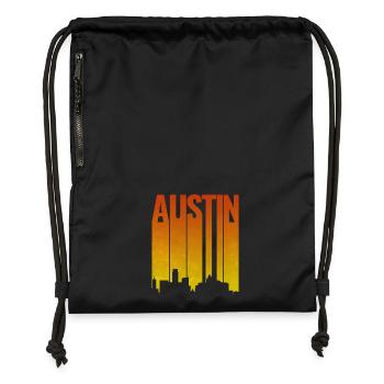 Austin Skyline Abendlicht - Turnbeutel aus Recycling-Material - Schwarz - Vorne