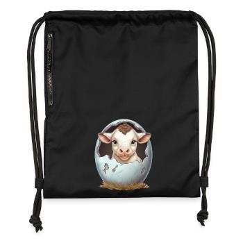 Sweet lamb hatches: the beginning of a new life - Gymsac made from recycled material - black - Front