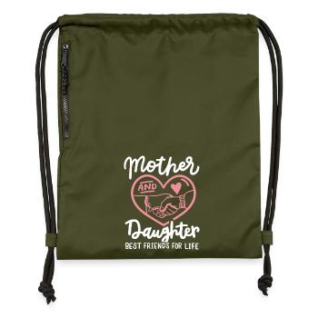 Mutter Tochter Muttertag - Turnbeutel aus Recycling-Material - military Green - Vorne
