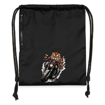 Tiger Motorrad Biker Beast - Turnbeutel aus Recycling-Material - Schwarz - Vorne