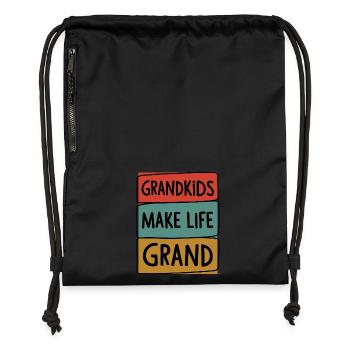 Les petits-enfants rendent la vie grandiose - Sac à cordon en polyester recyclé - noir - Devant
