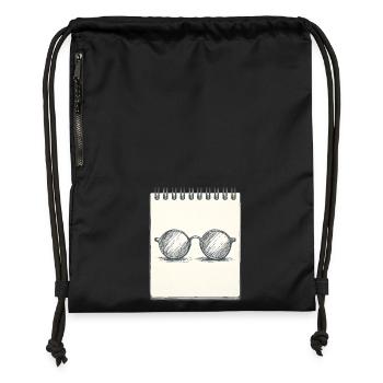 Zeichnung einer Brille - Turnbeutel aus Recycling-Material - Schwarz - Vorne