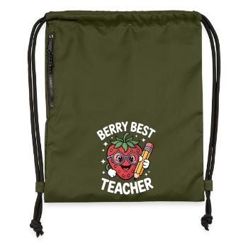 Berry Best Teacher Elementary Teacher - Gymsac made from recycled material - military green - Front