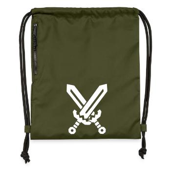 Pixel Swords 8-Bit RPG - Gymsac made from recycled material - military green - Front