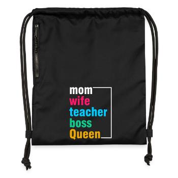 Mom Wife Teacher Queen Shirt - Gymsac made from recycled material - military green - Front