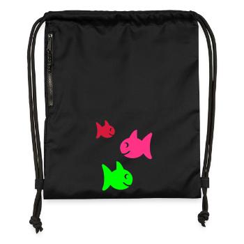 fische - Turnbeutel aus Recycling-Material - Schwarz - Vorne