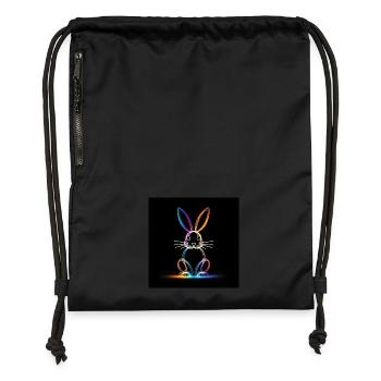 Glowing Rabbit - Gymsac made from recycled material - black - Front