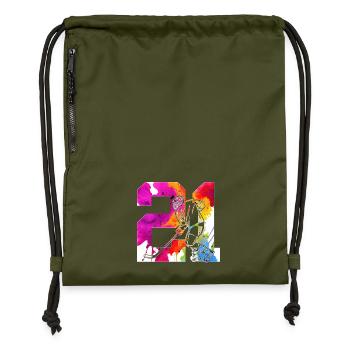 NUMBER 21 HOCKEY 21ST BIRTHDAY - Gymsac made from recycled material - military green - Front