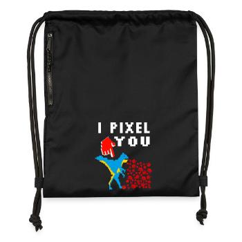 pixel - Sac à cordon en polyester recyclé - noir - Devant