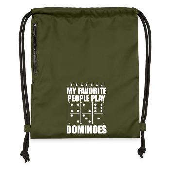 Domino Spiel Design - Turnbeutel aus Recycling-Material - military Green - Vorne