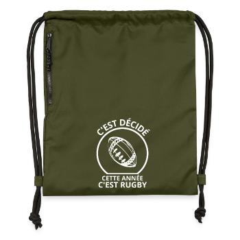 rugby, fan de rugby, rugby sport - Sac à cordon en polyester recyclé - military green - Devant