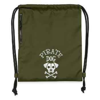 Tête de mort chien pirate - Sac à cordon en polyester recyclé - military green - Devant
