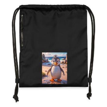 super cute birds around the world – Pinguin - Gymsac made from recycled material - black - Front